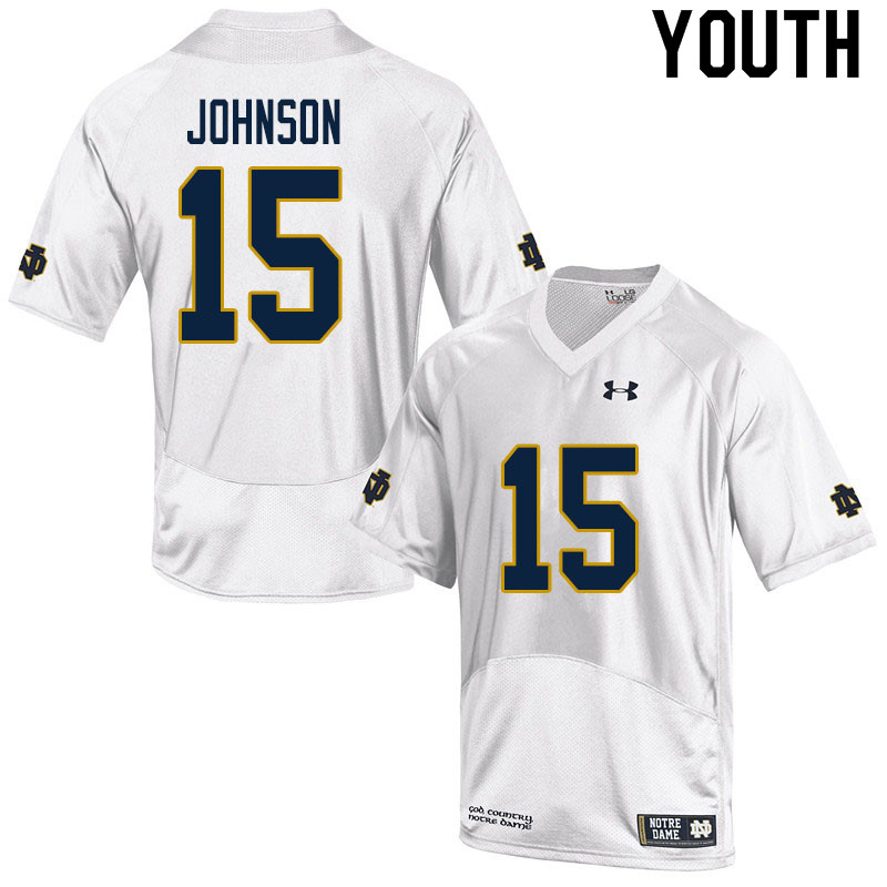 Youth #15 Jordan Johnson Notre Dame Fighting Irish College Football Jerseys Sale-White - Click Image to Close
